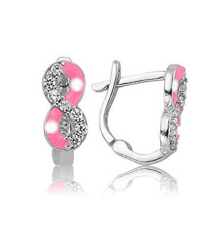 BlackCraft Gümüş Pembe Sonsuzluk Çocuk Küpesi (BC-CA2DE9)