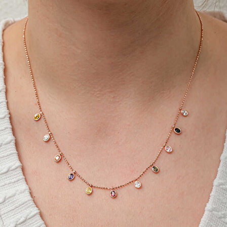 BlackCraft Gümüş Renkli Oval Taşlı Şans Kadın Kolye modern