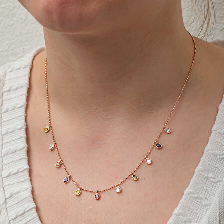 BlackCraft Gümüş Renkli Oval Taşlı Şans Kadın Kolye modern