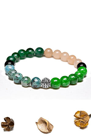 Sertifikalı Boğa Burcu Doğal Taş Bileklik - Gümüş Aparatlı