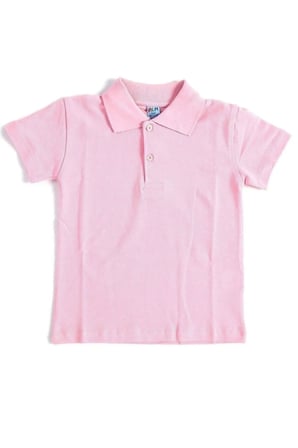 Kız Erkek Çocuk Unisex Polo Yaka  Pembe t-shirt , Okul Tişörtü
