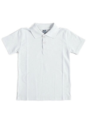 Kız Erkek Çocuk Unisex Polo Yaka  Beyaz  t-shirt , Okul Tişörtü