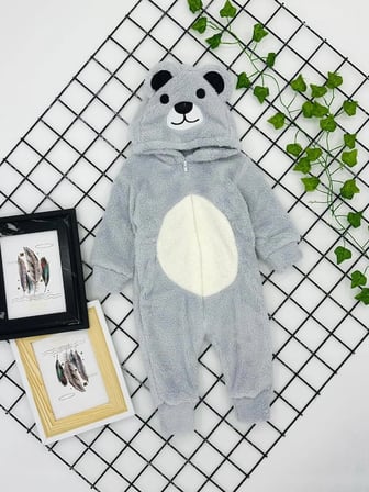 GRİ AYICIKLI , BEBEK , ÇOCUK WELSOFT, PELUŞ UYKU TULUMU , GRİ AYICIK KOSTÜMÜ