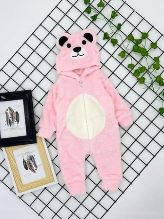 PEMBE AYICIKLI BEBEK , ÇOCUK WELSOFT, PELUŞ UYKU TULUMU , PEMBE AYICIK KOSTÜMÜ