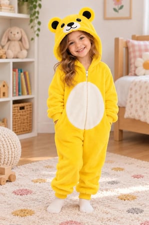 SARI AYICIK ,  BEBEK , ÇOCUK WELSOFT, PELUŞ UYKU TULUMU , AYICIK KOSTÜMÜ