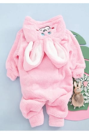 Kız Bebek Çocuk Welsoft Peluş Pembe Tavşan Kışlık Uyku Tulumu
