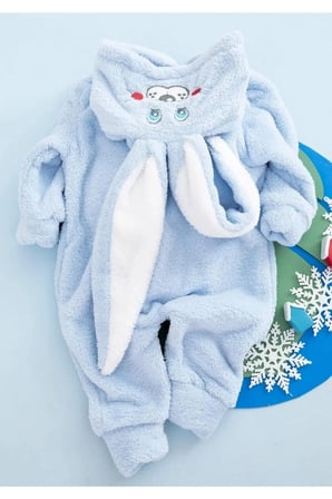 Erkek Bebek Çocuk Welsoft Peluş Mavi Tavşan Kışlık Uyku Tulumu