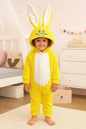 SARI TAVŞAN BEBEK ÇOCUK WELSOFT PELUŞ UYKU TULUMU , TAVŞAN KOSTÜMÜ