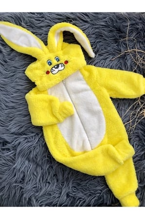 SARI TAVŞAN BEBEK ÇOCUK WELSOFT PELUŞ UYKU TULUMU , TAVŞAN KOSTÜMÜ