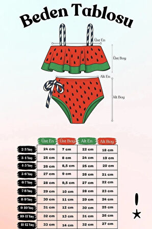 KARPUZ DESENLİ KIZ ÇOCUK BİKİNİ TAKIMI