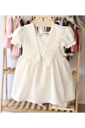 Kız Çocuk Beyaz Fisto Elbise, Doğum Günü, Düğün, Bayramlık, Parti Elbisesi