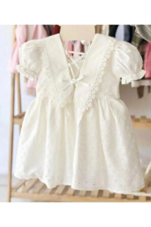 Kız Çocuk Beyaz Fisto Elbise, Doğum Günü, Düğün, Bayramlık, Parti Elbisesi