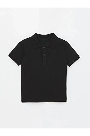 SİYAH Kısa Kollu Polo Yaka Çocuk T-Shirt Okul ,Bayram Tişört