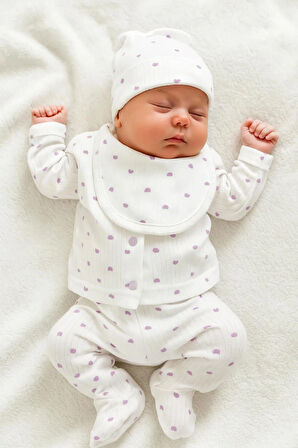 KIZ BEBEK YENİ DOĞAN LİLA KALPLİ HASTANE ÇIKIŞI ZIBIN SETİ , BEBEK HEDİYELİK