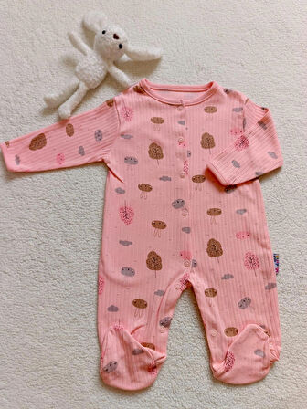 KIZ BEBEK TAVŞANLI % 100 PAMUK 3 ADET PENYE BOYDAN ÇITÇITLI TULUM SETİ , DOĞUM HEDİYELİK