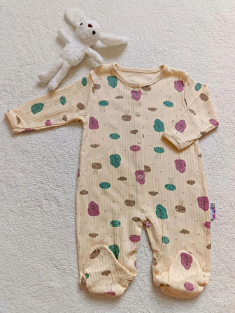 KIZ BEBEK TAVŞANLI % 100 PAMUK 3 ADET PENYE BOYDAN ÇITÇITLI TULUM SETİ , DOĞUM HEDİYELİK