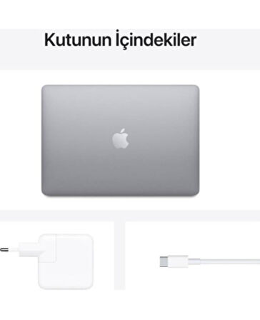 Macbook Air M1 Çip 8gb 256gb Ssd Macos 13" Qhd Taşınabilir Bilgisayar Uzay Grisi KUTUSU AÇIK SIFIR