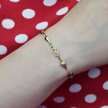 Nazarlı ve Sonsuzluklu Rose Beyaz Bileklik
