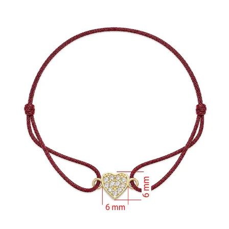 Kalpli Bordo İp Borda Altın Bileklik