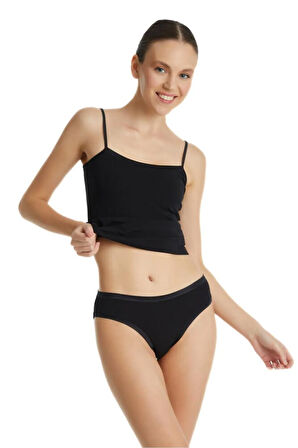 Aura Saten Spagetti Atlet Siyah