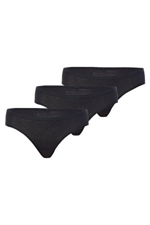 BS1575Y Kadın Siyah  Slip Külot 3'lü Paket Essential