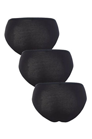 BS1575Y Kadın Siyah  Slip Külot 3'lü Paket Essential