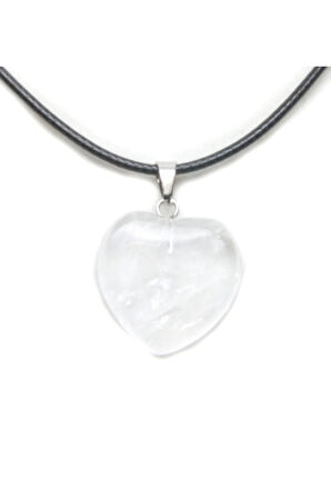 Cam Beyaz Kalp Kolye