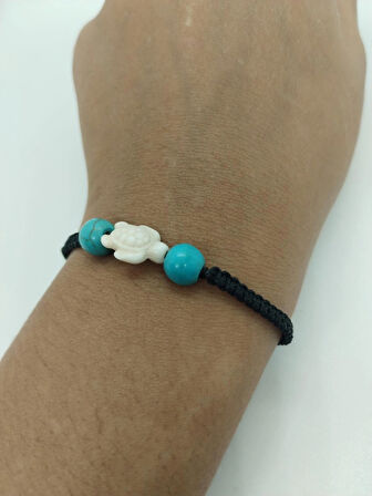 Örgü İp Kapumbağ figürlü Bileklik – El Yapımı Unisex Model