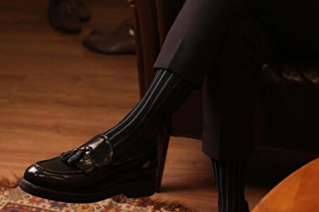 Erkek Shadow Çizgili Pamuk Çorap – Siyah | Dizaltı | Hediye Çorap – Babaya & Eşe Hediye