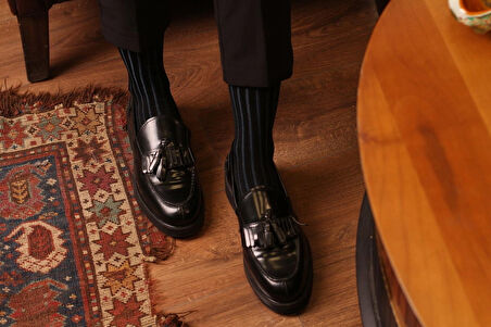 Erkek Shadow Çizgili Pamuk Çorap – Siyah | Dizaltı | Hediye Çorap – Babaya & Eşe Hediye