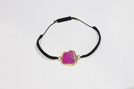 Tek Taş Akik Örgü Bileklik – El Yapımı Zarif Tasarım (Kadın)