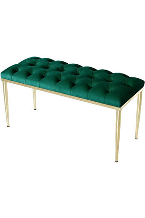 Bella Gold Bench Kapitoneli Chester Model Yeşil Puf