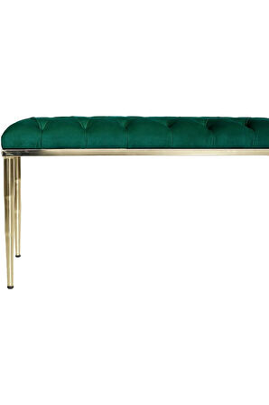 Bella Gold Bench Kapitoneli Chester Model Yeşil Puf