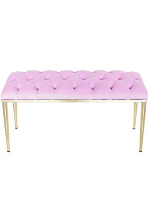 Bella Gold Bench Kapitoneli Chester Model Pembe Puf