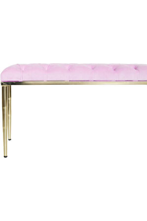 Bella Gold Bench Kapitoneli Chester Model Pembe Puf