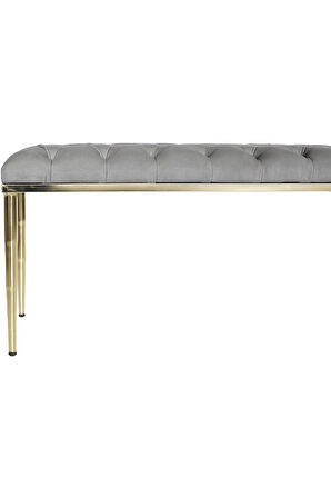 Bella Gold Bench Kapitoneli Chester Model Gri Puf