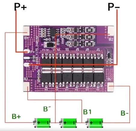 OLT 3S 40A 12.6V Balanslı Lityum Batarya BMS (Mor PCB)