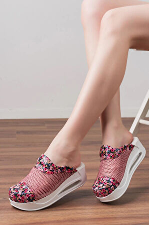 KırmızıÇiçek Fileli Tasarım Kadın AirMax Tam Ortopedik Anatomik Güzellik Merkezi,Sağlık Sabo Terlik