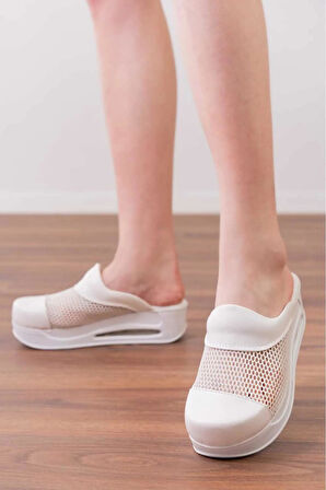 Tasarım Beyaz File Air Max Taban Kadın Tam Ortopedik Blum Sabo Terlik 2024