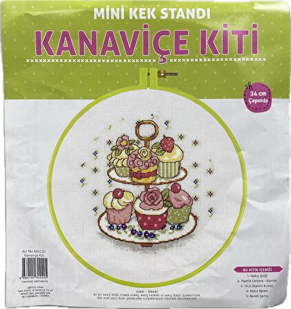 Kanaviçe Kit Nakış Seti MİNİK KEK STANDI Plastik Kasnaklı 24Cm