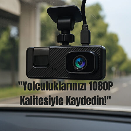 3 Kanallı 1080P Full HD WiFi Destekli Araç Kamerası - Gece Görüşlü, Park Monitörlü, Geniş Açı Lens