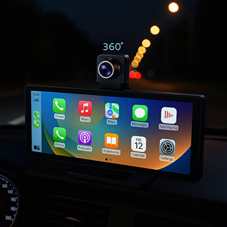 360° Döner Kameralı Akıllı Araç Ekranı | CarPlay & Android Auto Uyumlu Multimedya Sistemi