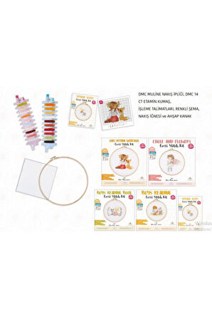 Tuva Kanaviçe Ahşap Kasnaklı Kit Kitap Okuyan Çocuk E2003 20 Cm