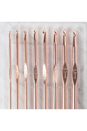 Mılward Rose Gold Metal Yün Tığ Seti 8 Tıg 3,3.5,4,4.5,5,5.5,6,6.5 Mm