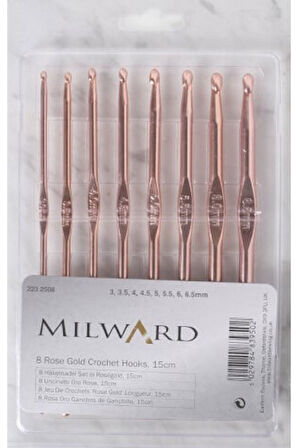 Mılward Rose Gold Metal Yün Tığ Seti 8 Tıg 3,3.5,4,4.5,5,5.5,6,6.5 Mm
