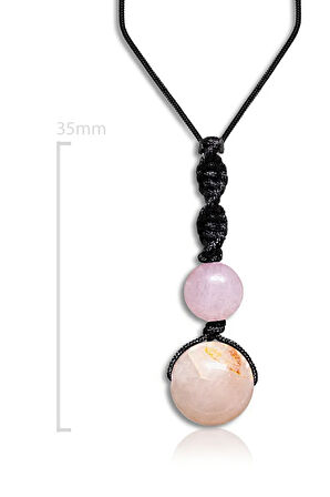 Sertifikalı Ayarlanabilir Doğal Pembe Kuvars Taşı Kolye