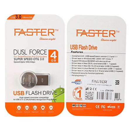 FASTER 4 GB METAL USB FLASH BELLEK