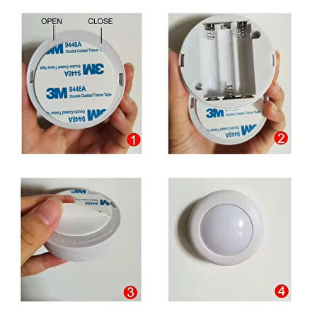 Bilmate PowerMaster PM-26973 Rgb Renkli Gün Işığı Led Raf Duvar Aydınlatma Lamba 3XAAA Pil İle Çalışır Tekli Gece Lambası