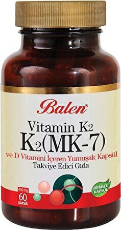 Balen K2 Mk7 Vitamin K2 Ve D Vitamini 450 Mg 60 Kapsül