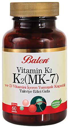 Balen K2 Mk7 Vitamin K2 Ve D Vitamini 450 Mg 60 Kapsül